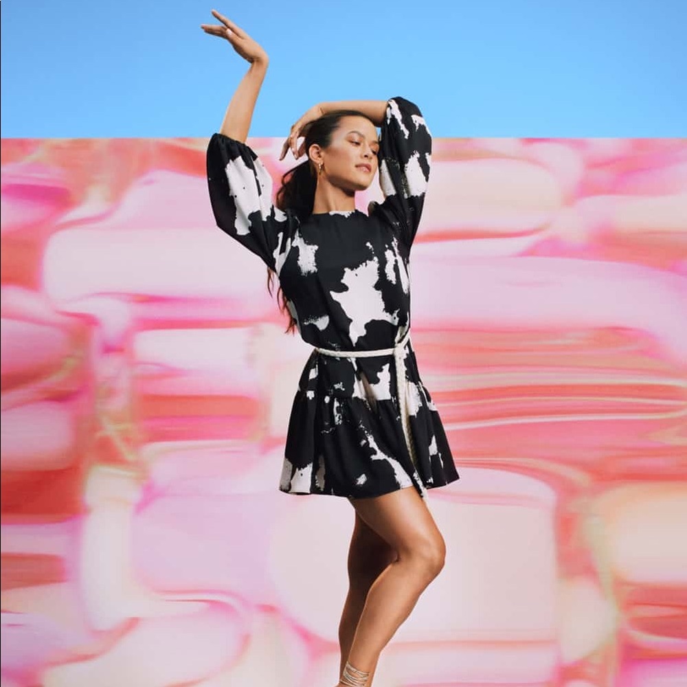 ALEXIS long sleeve rope belt dress